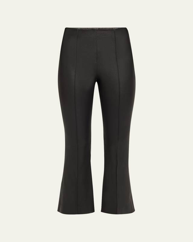 Cropped Flare Leather Pants